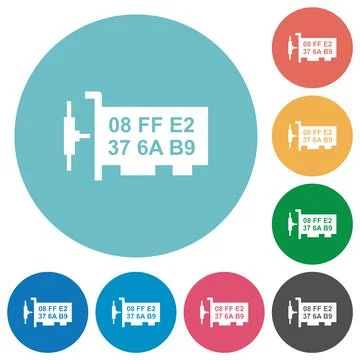 Network mac address flat round icons Stock Illustration