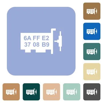 Network mac address rounded square flat icons Stock Illustration