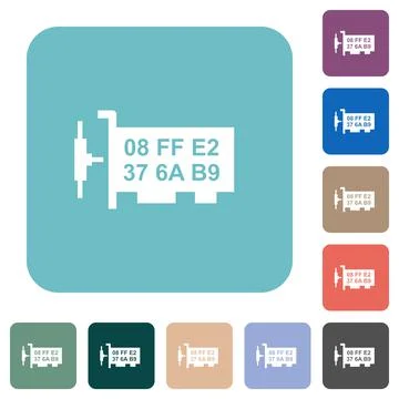 Network mac address rounded square flat icons Stock Illustration