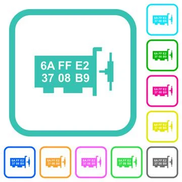 Network mac address vivid colored flat icons Stock Illustration