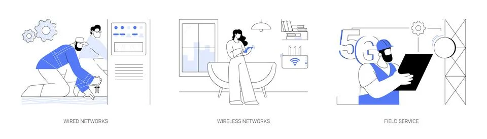 Network maintenance abstract concept vector illustrations. Stock Illustration
