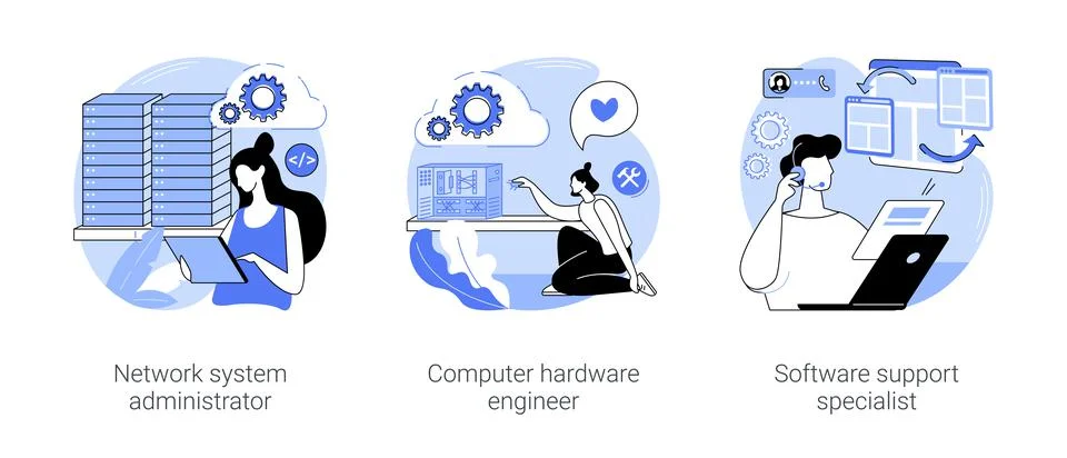 Network maintenance and administration isolated cartoon vector illustrations se Stock Illustration