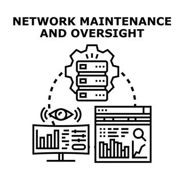 Network maintenance and oversight concept vector illustration Stock Illustration