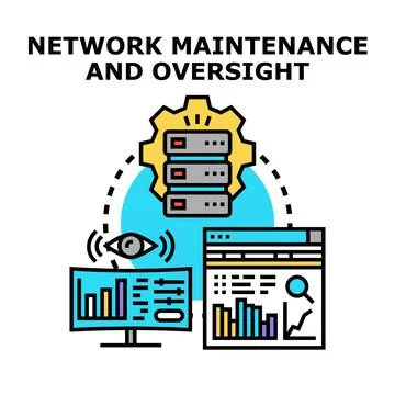 Network maintenance and oversight concept vector illustration Stock Illustration