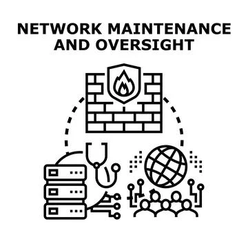 Network maintenance and oversight ensuring robust it security Stock Illustration
