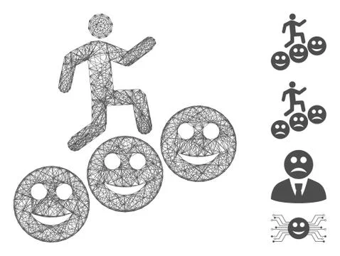 Network Man Steps Smile Levels Vector Mesh Stock Illustration
