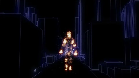 Network man walk on city. Stock Footage 96763868