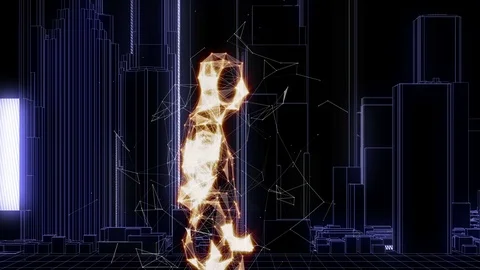 Network man walk on city. Stock Footage 96764529