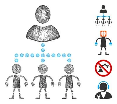 Network Manage Androids Vector Mesh 스톡 일러스트
