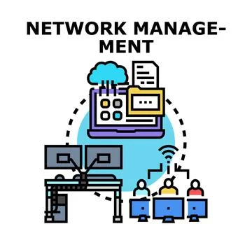 Network management planning and it infrastructure concept Illustrazione stock