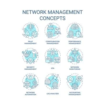 Network management soft blue concept icons Illustrazione stock