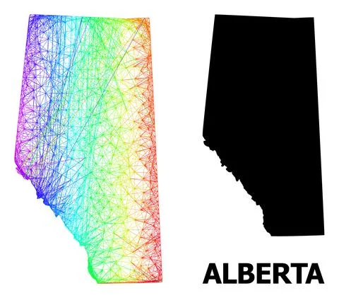 Network Map of Alberta Province with Spectral Gradient Stock Illustration