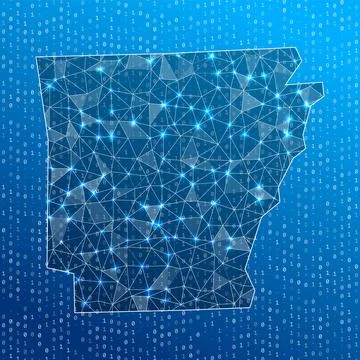 Network map of Arkansas. Us state digital connections map. Technology, inte.. Illustrazione stock