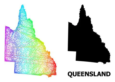 Network Map of Australian Queensland with Rainbow Colored Gradient Illustrazione stock