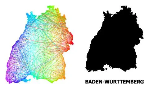 Network Map of Baden-Wurttemberg State with Rainbow Colored Gradient Illustrazione stock