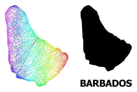 Network Map of Barbados with Spectrum Gradient Stock Illustration