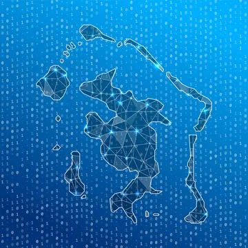 Network map of Bora Bora. Island digital connections map. Technology, inter.. Stock Illustration