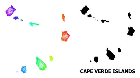 Network Map of Cape Verde Islands with Spectrum Gradient Stock Illustration