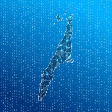 Network map of Cebu. island digital connections map. Technology, internet, .. 스톡 일러스트