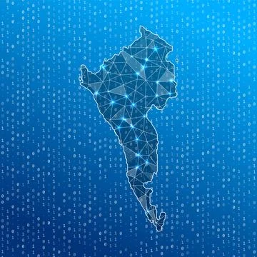 Network map of Coron Island. Island digital connections map. Technology, in.. Stock Illustration
