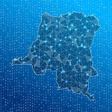 Network map of DR Congo. Country digital connections map. Technology, inter.. Stock Illustration