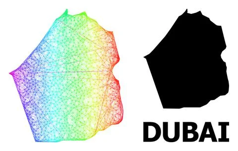 Network Map of Dubai Emirate with Spectrum Gradient Stock Illustration