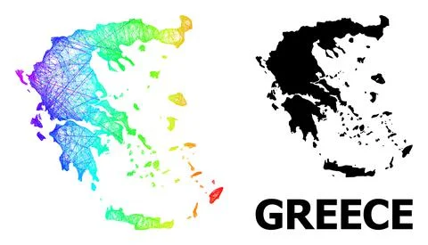 Network Map of Greece with Spectrum Gradient Stock Illustration