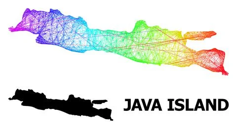 Network Map of Java Island with Spectral Gradient Stockillustratie