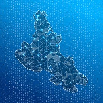 Network map of Krk. island digital connections map. Technology, internet, n.. Ilustração Stock