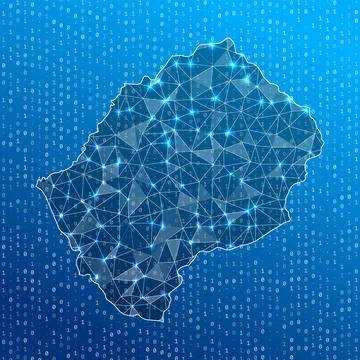 Network map of Lesotho. Country digital connections map. Technology, intern.. Illustrazione stock