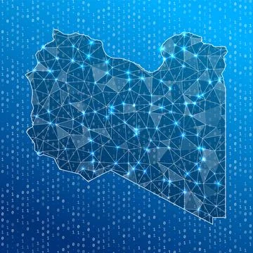 Network map of Libya. Country digital connections map. Technology, internet.. Stock Illustration