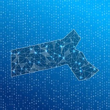 Network map of Massachusetts. Us state digital connections map. Technology,.. 库存插图