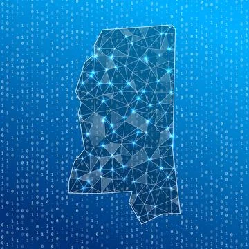 Network map of Mississippi. Us state digital connections map. Technology, i.. イラスト素材