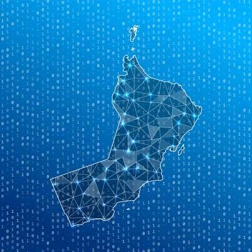 Network map of Oman. country digital connections map. Technology, internet,.. イラスト素材