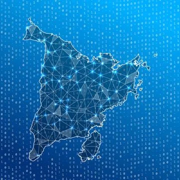 Network map of Panay. Island digital connections map. Technology, internet,.. Stock Illustration