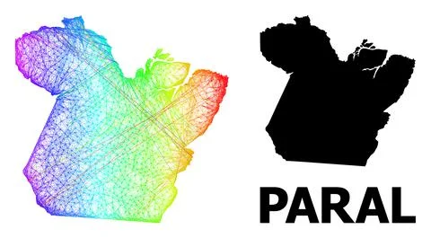 Network Map of Paral State with Rainbow Colored Gradient Stock Illustration