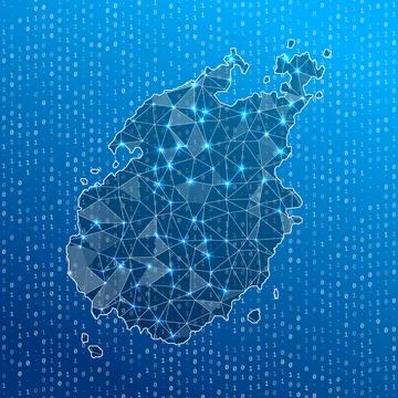 Network map of Paros. Island digital connections map. Technology, internet,.. Stock Illustration