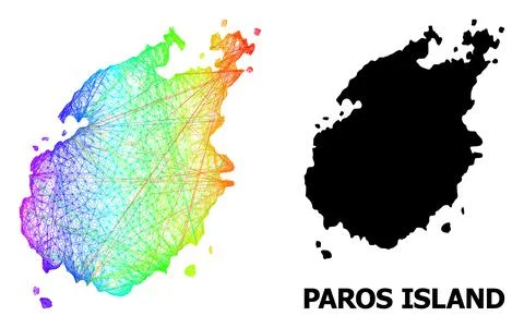 Network Map of Paros Island with Rainbow Colored Gradient Illustrazione stock