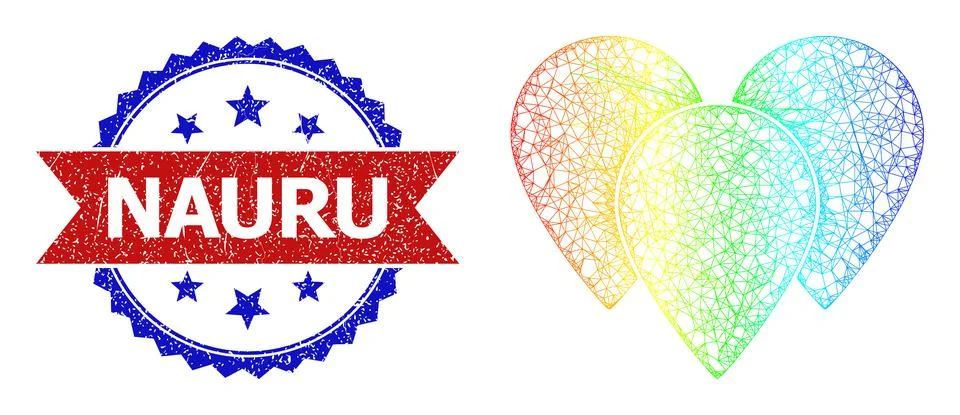 Network Map Pointers Web Mesh Icon with Spectrum Gradient and Unclean Bicolor Stock Illustration