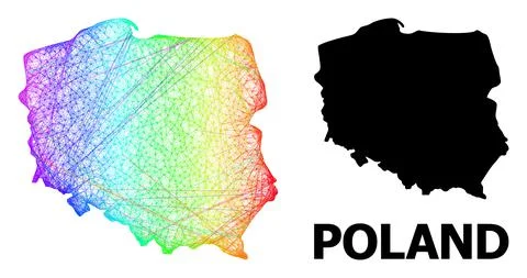 Network Map of Poland with Rainbow Colored Gradient 스톡 일러스트