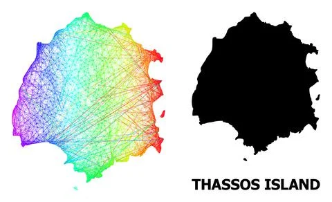 Network Map of Thassos Island with Spectrum Gradient Stock Illustration