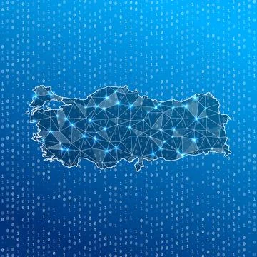 Network map of Turkey. Country digital connections map. Technology, interne.. Illustrazione stock