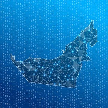 Network map of UAE. Country digital connections map. Technology, internet, .. Stock Photos