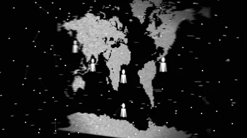 Network map of the world on black background in 4k video. Stock Footage 154421673