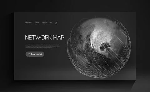 Network Map World Globe Vector. Digital Earth Technology background. Global イラスト素材
