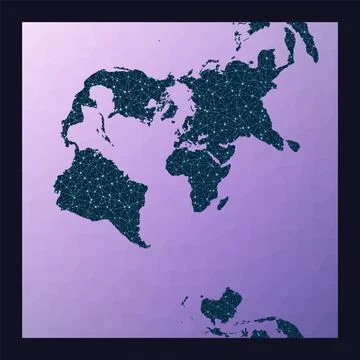 Network map of the world. Transverse spherical Mercator projection. World n.. Stock Illustration