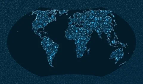 Network map of the world. Wagner 7 projection. World Network. Elegant conne.. 스톡 일러스트