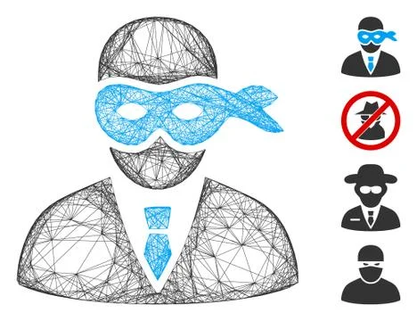 Network Masked Thief Vector Mesh 스톡 일러스트