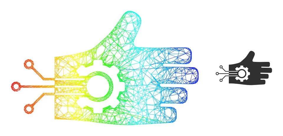 Network Mechanical Arm Web Mesh Icon with Rainbow Gradient Illustrazione stock