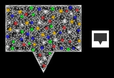 Network Mesh Banner Icon with Colored Flash Nodes Illustrazione stock